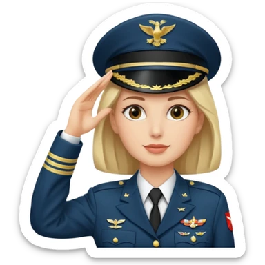 Teniente coronel mujer saludando sticker