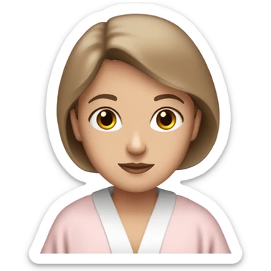white girl brown eyes in light pink robe sticker