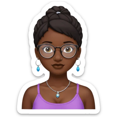 sarah babygirl dark hair and glasses with nose piercing and earrings and crop top sticker