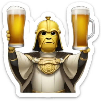 The emperor from star wars with a beer sticker