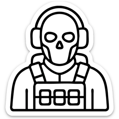 Call of Duty Ghost character with skull mask, tactical military outfit sticker