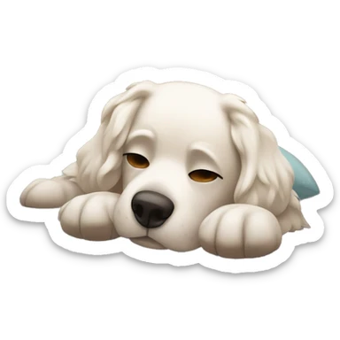 cozy dog resting on bed sticker