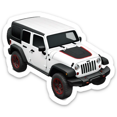 White Jeep Wrangler Rubicon with white roof and red accents  sticker