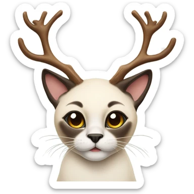 Siamese cat with reindeer antlers sticker