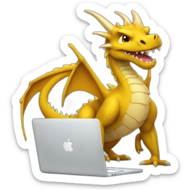 dragon with a mac book pro sticker