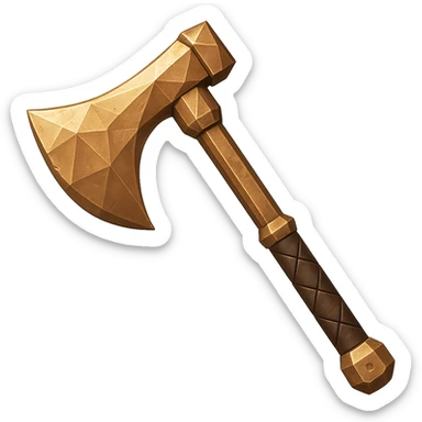 Create a bronze version of the axe, matching the color, texture, and worn metallic look of the bronze dagger, but keep the axe's shape. The style should emulate the emoji style with a transparent background. sticker