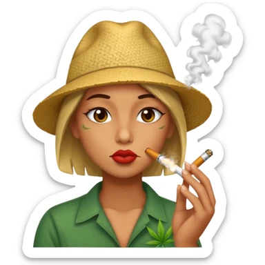 kissy face smoking weed sticker
