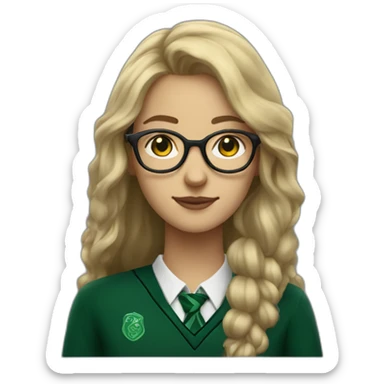 Dark blonde Slytherin Student with glasses sticker