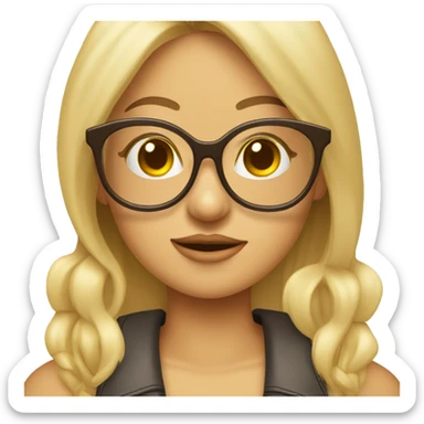 Chica rubia con gafas redondas pelo largo liso ojos marrones rop de verano  sticker