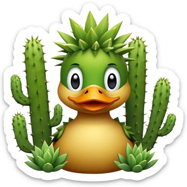 Duck with a cactus on its head sticker