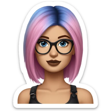 Photo Realistic kylie jenner stylish pink hair BLUE eyes and glasses rock chick sticker