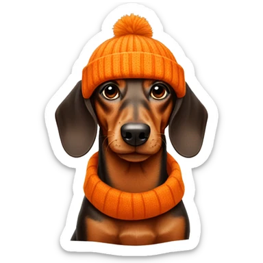 Dachshund wearing orange beanie sticker
