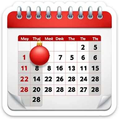 create a calendar for december 2026 , monday comes first day of the week and highlight with red 15-28 december sticker