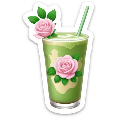 iced matcha latte white rose  sticker
