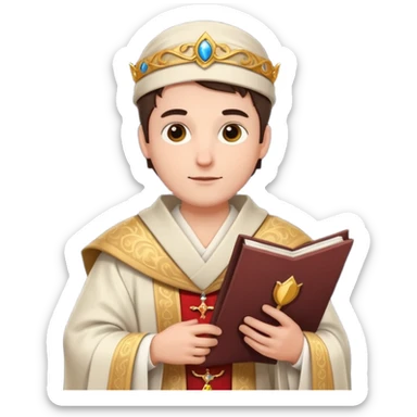 Elegant noble in long robes with tall hat, holding a scroll of orders. sticker