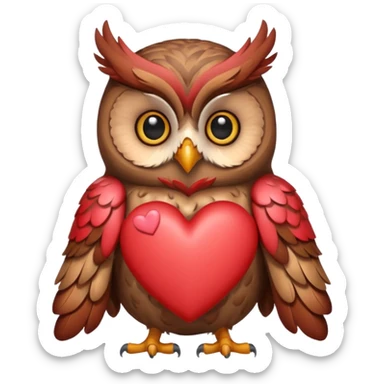 Owl holding hearts sticker