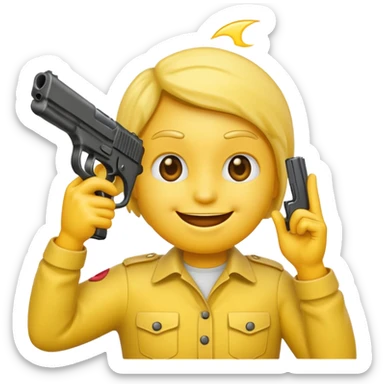 It should look like the standard smiling emoji which is ironically holding a gun to his head sticker