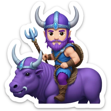 Purple Viking riding a blue bison sticker