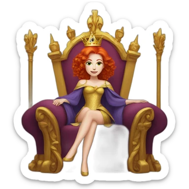 redhead queen on her throne sticker