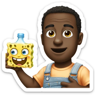 Diddy holding baby oil next to SpongeBob  sticker