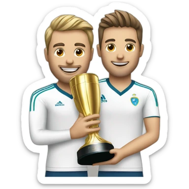 Champagne bottle with the champions league trophy handlers sticker