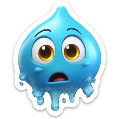 Liquid Blob Water Elemental DisneyPixar-style Character 3D Render sticker