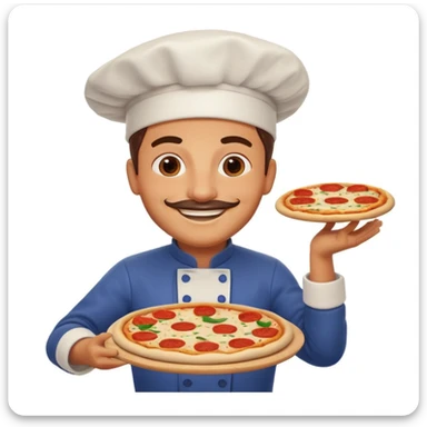 smiling Italian chef spinning pizza dough sticker