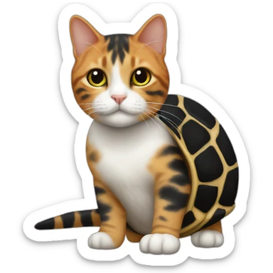 Turtle coloured black white ginger cat sticker