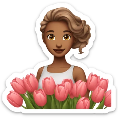Pretty Girl with tulips sticker