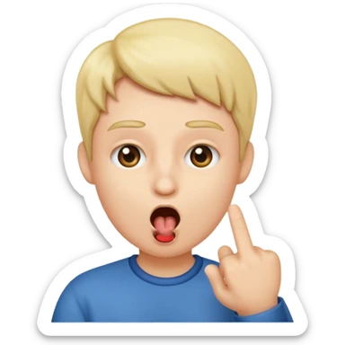 Finger in open mouth sticker