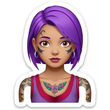 women with tatoos and hightlight that tatoos with purple hair sticker