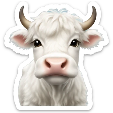 white fluffy baby scottish cow with a small bow on head sticker