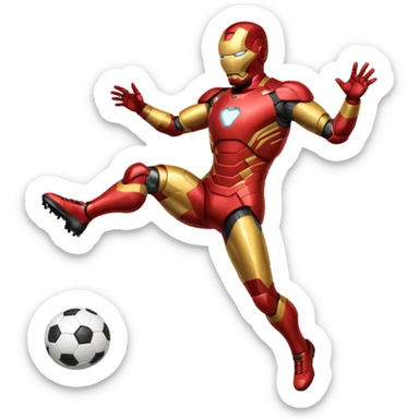 Iron man scoring a goal sticker
