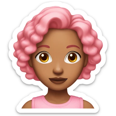 Lightskin girl with ginger hair and long lashes wearing pink sticker