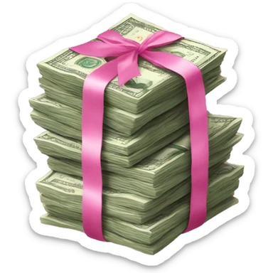 Money stacks with pink ribbon  sticker