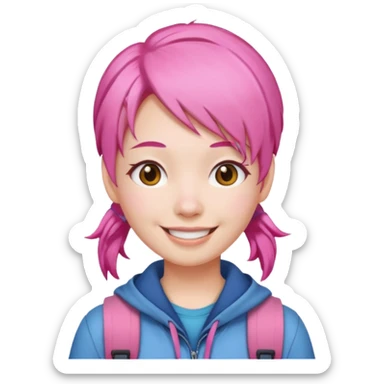 chinese pink haired toutist sticker