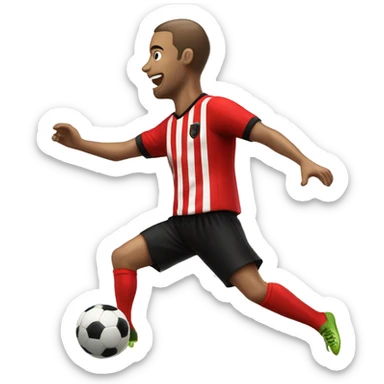 Scoring a laser soccer goal wearing red and black stripes  sticker