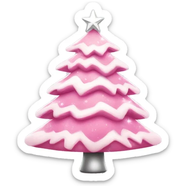 Pink and white Christmas tree with silver lights make it cute  sticker