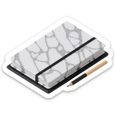 composition notebook, black and white marbled sticker