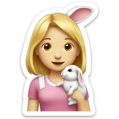 lapin avec une petite fille sticker