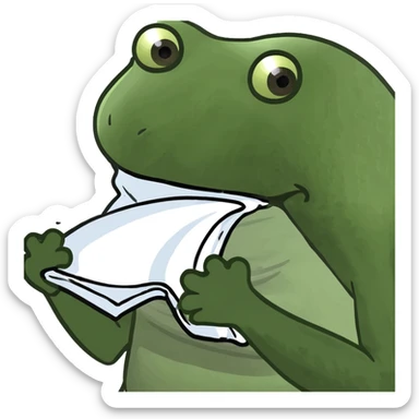 bufo frog sneezing, holding a tissue, looking unwell sticker