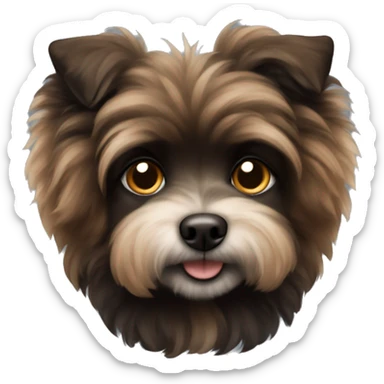 black and brown small fluffy dog sticker