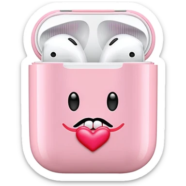 Light pink AirPods case with a kiss mark sticker