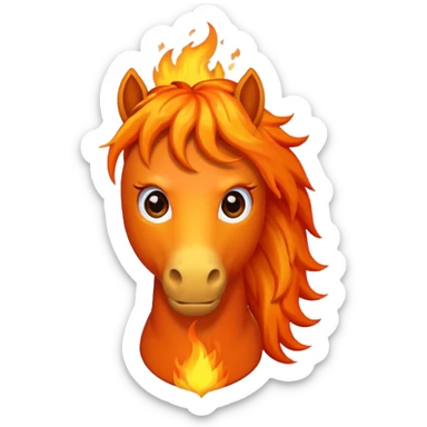 Worried fire horse emoji  sticker