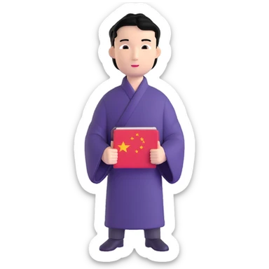black haired handsome Chinese man sticker