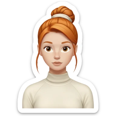 Ginger gym girl low bun cream athleisure sticker