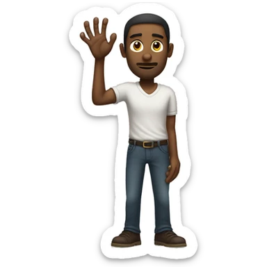 A man with long arms and claws instead of fingers, he has thin legs, and a long head, black sticker