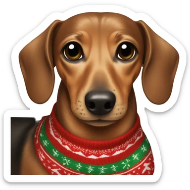 Dachshund wearing a Christmas sweater and antlers sticker