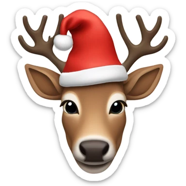 raindeer with santa claus hat sticker