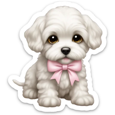 schichon puppy with pale pink bow sticker